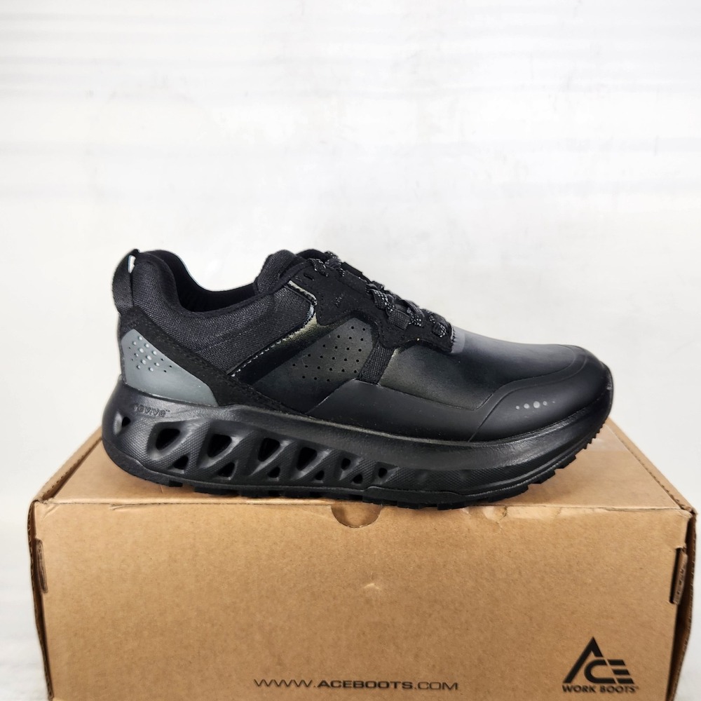 ACE Springer Leather Work Shoes Women Size 8 Black Slip Resistant EH Sneakers